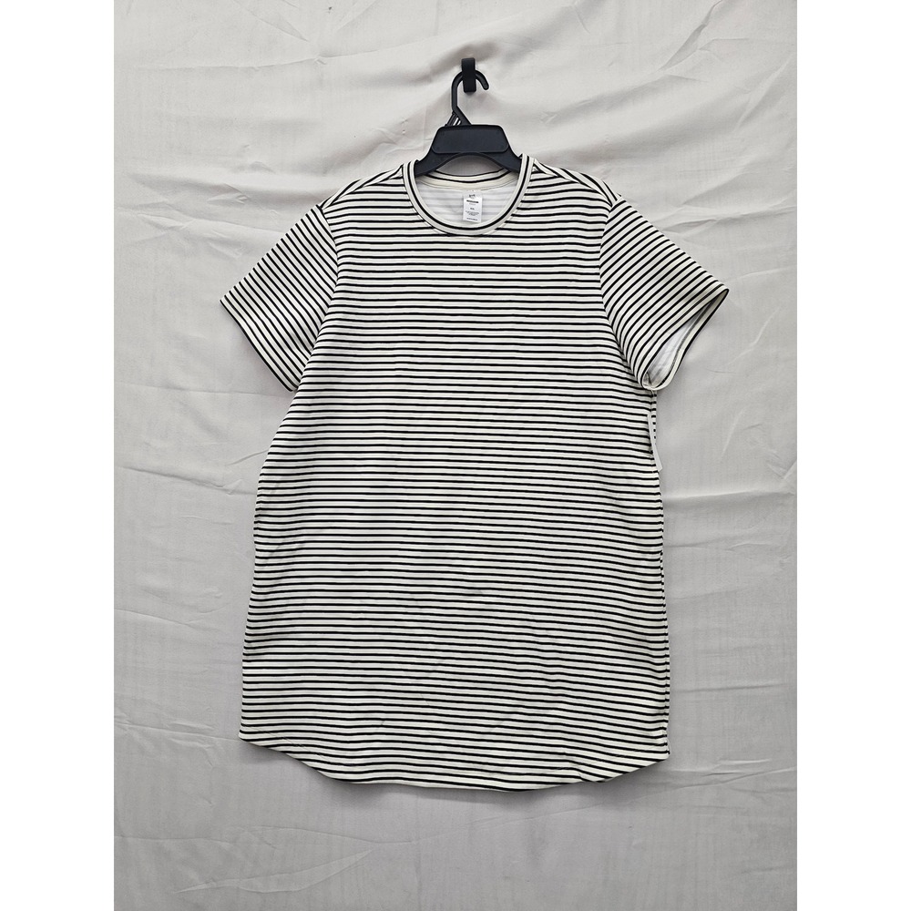 Member's Mark Womens Sandwash Striped T-Shirt Dress Black Modal Casual Size 2XL